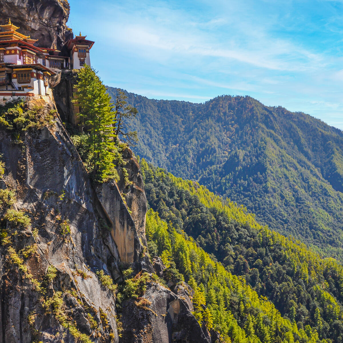 Paro Taksang was built on a mountain cliff in Buhtan. It is also known as the Taktsang Palphug Monastery or the Tiger's Nest.