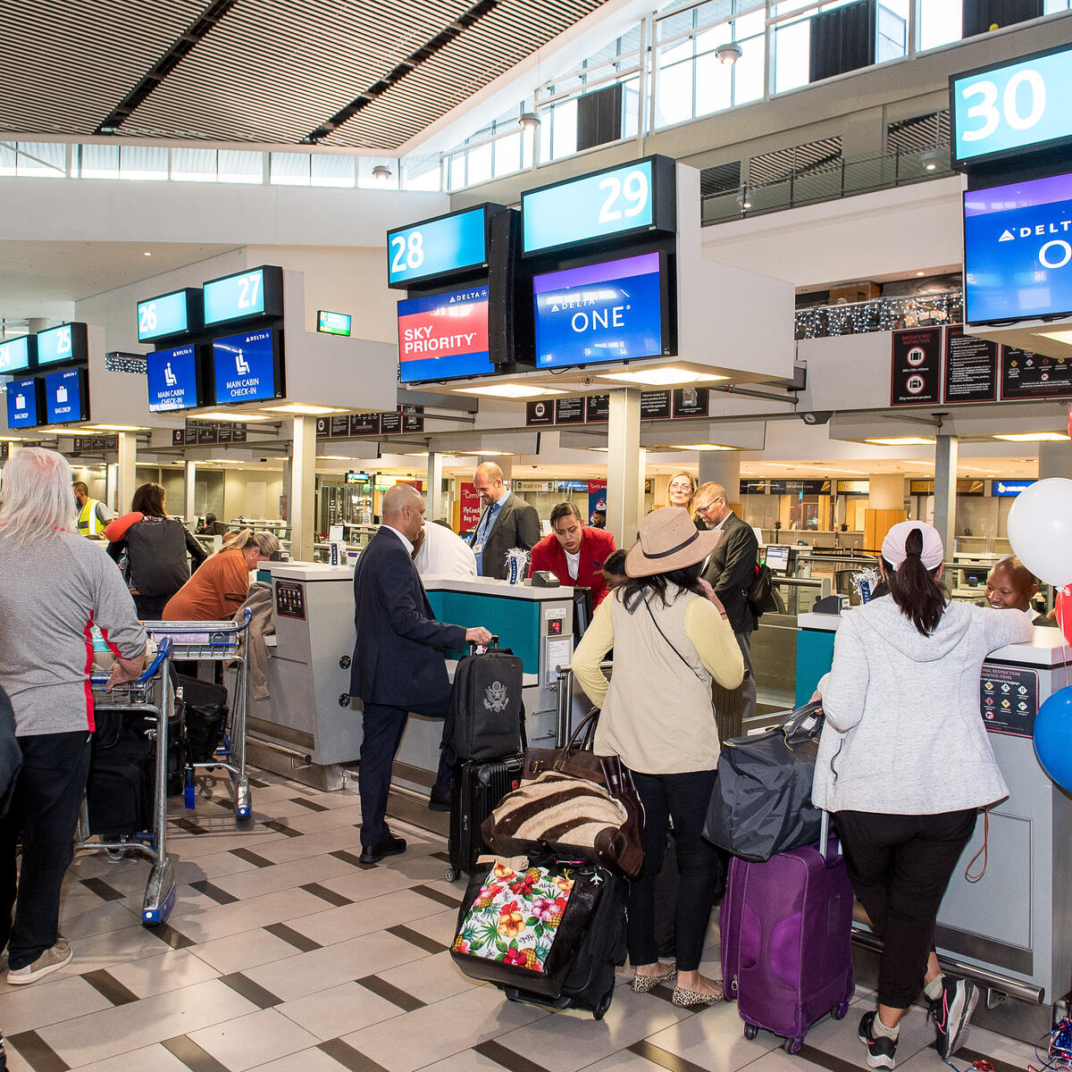 Delta departures and check in at Cape Town International Airport (CPT).