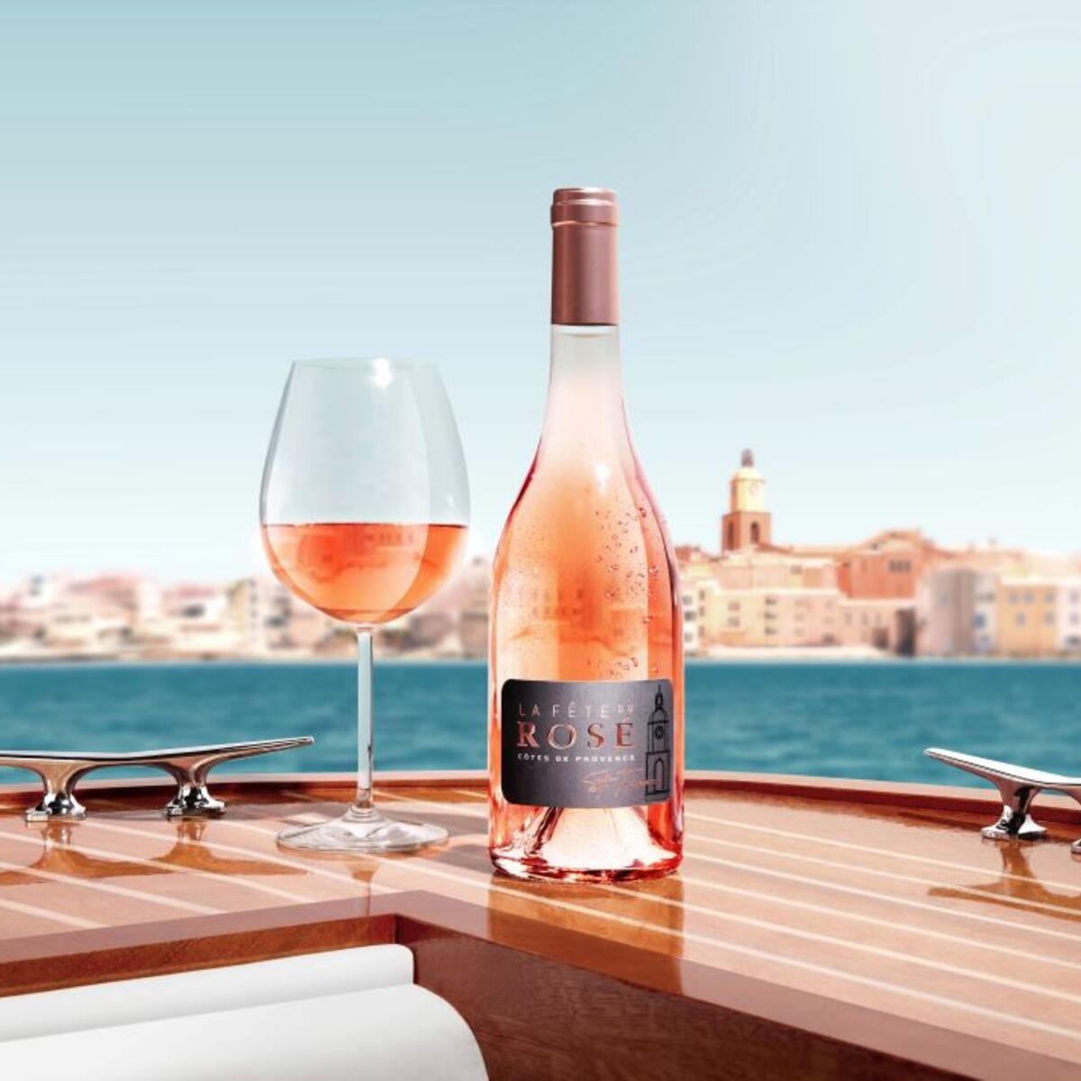 A glass of La Fête du Rosé 