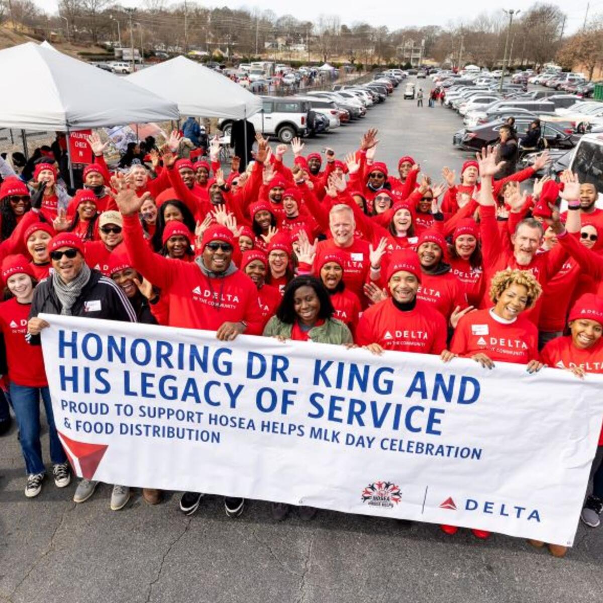 A group of Delta employees volunteer at Hosea Helps in Atlanta during the annual "Hosea Helps Festival of Services" event.