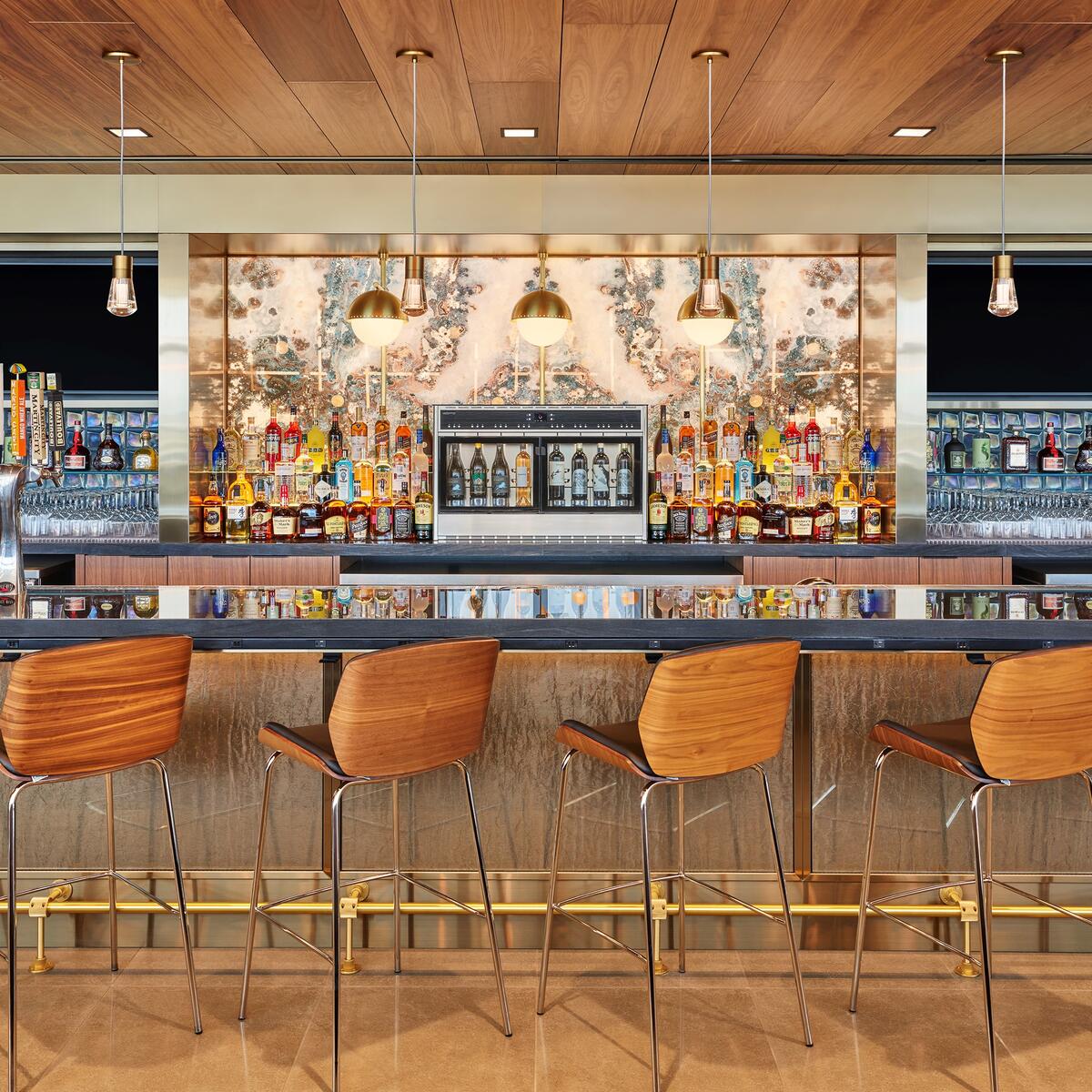 A view of the bar at the new Delta Sky Club at MCI.