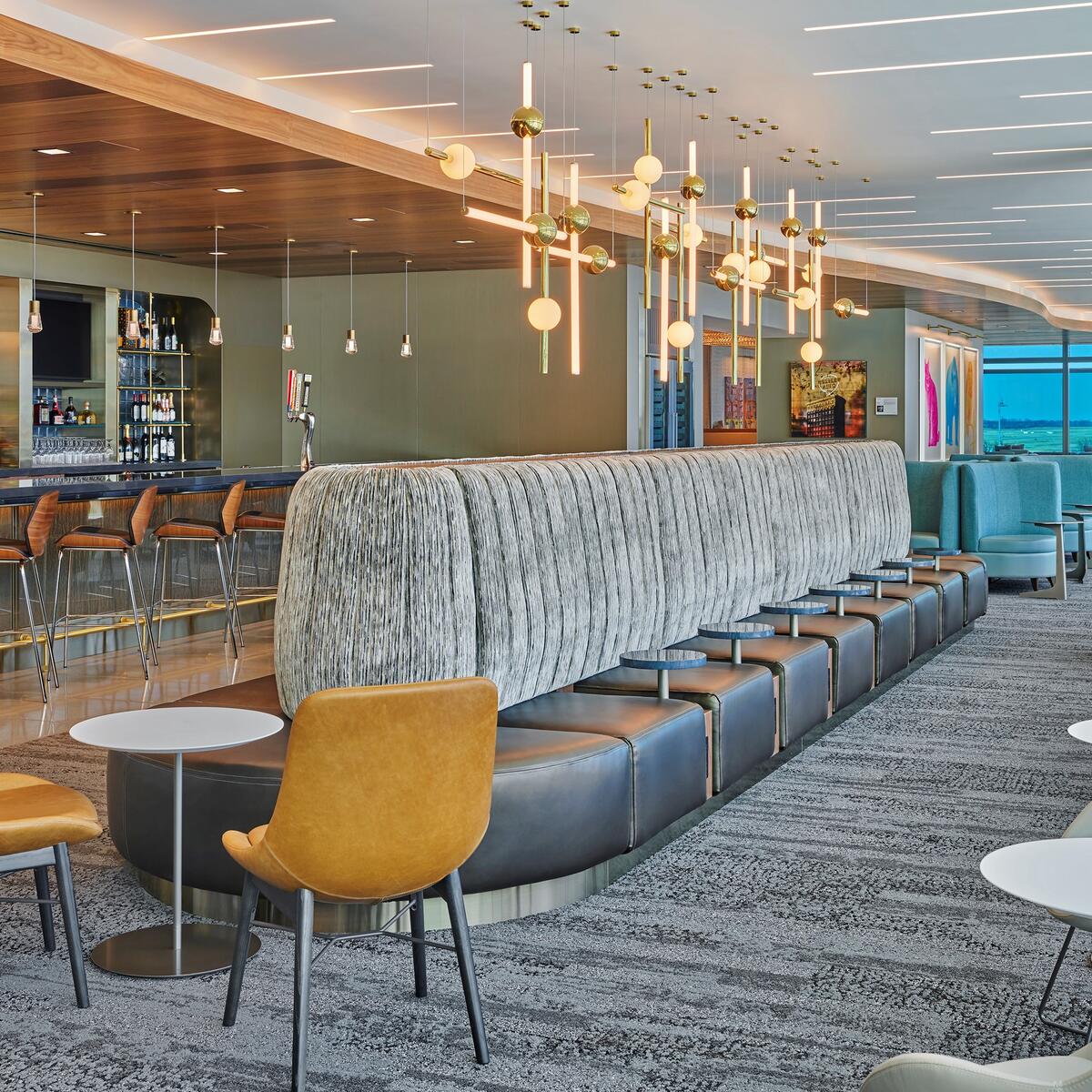 A view of the main lounge at the new Delta Sky Club at MCI