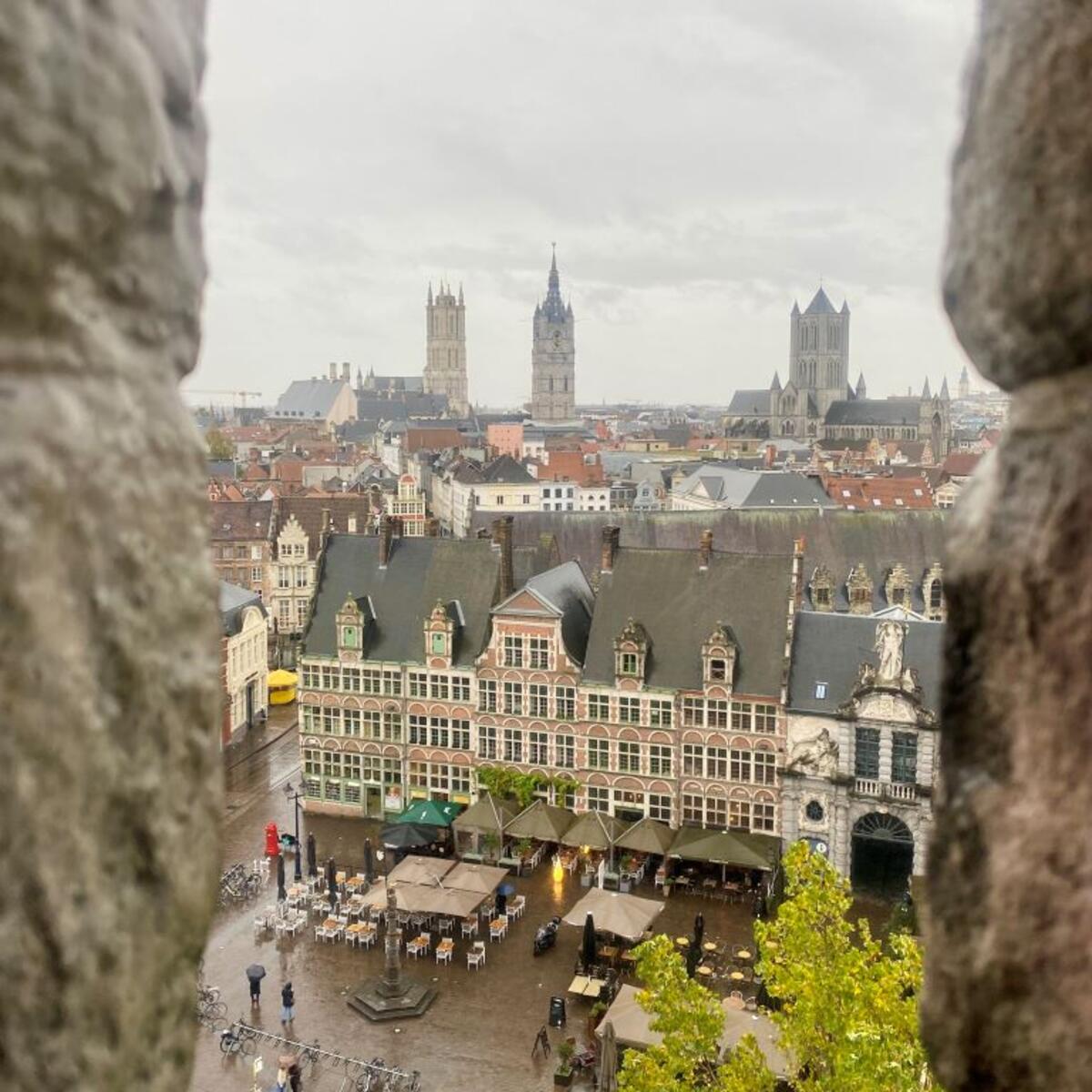 A view from the Gravensteen Castle overlooking the city in Ghent.