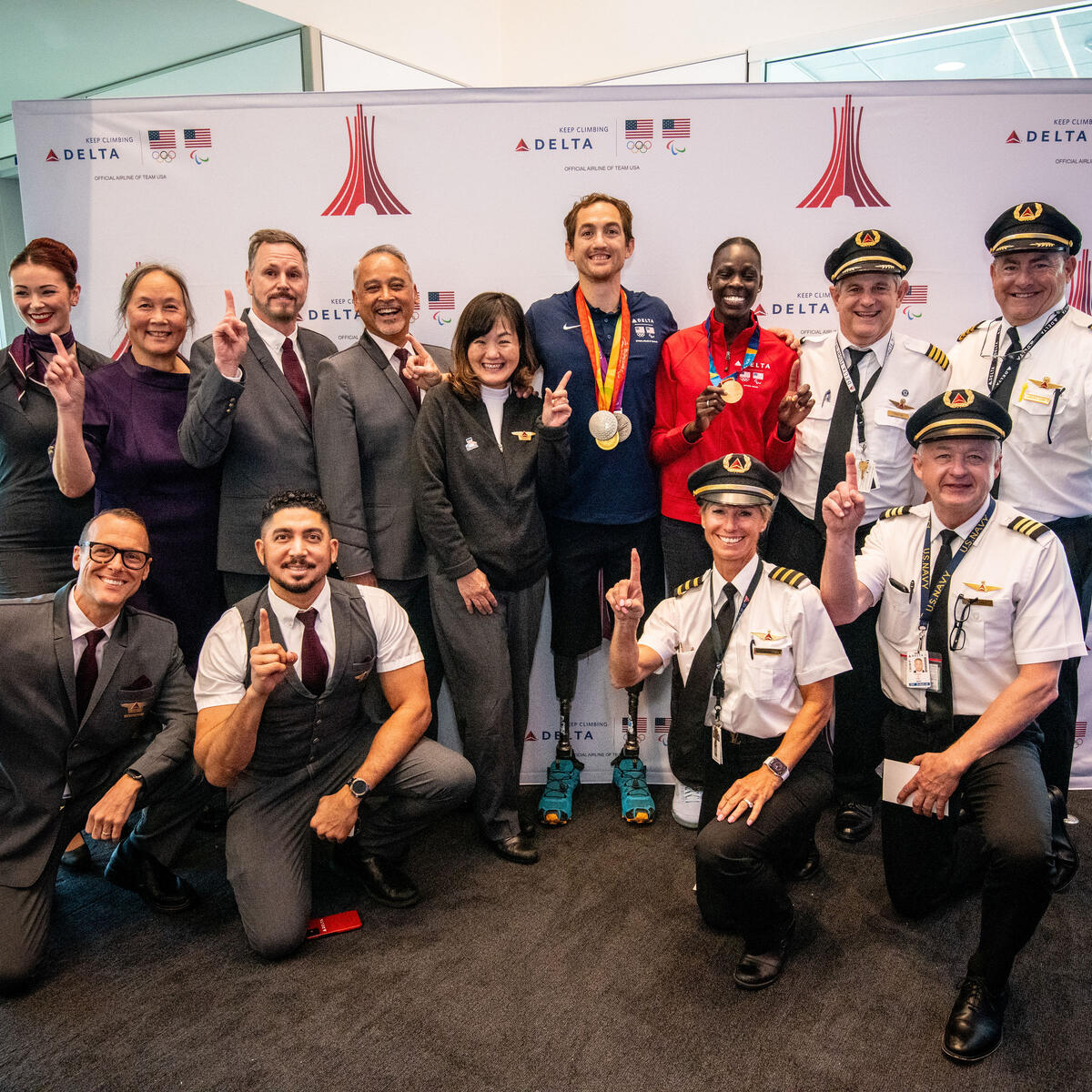 Delta people, customers and friends celebrate the departure of Delta Flight 290 from Los Angeles International Airport (LAX) to Paris Charles de Gaulle Airport (CDG).