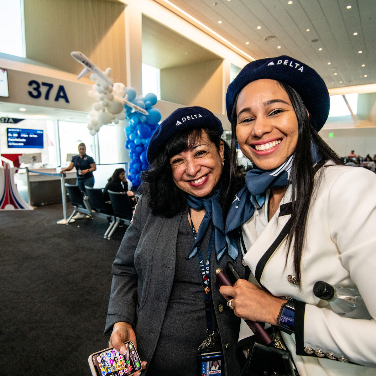 Delta people, customers and friends celebrate the departure of Delta Flight 290 from Los Angeles International Airport (LAX) to Paris Charles de Gaulle Airport (CDG).