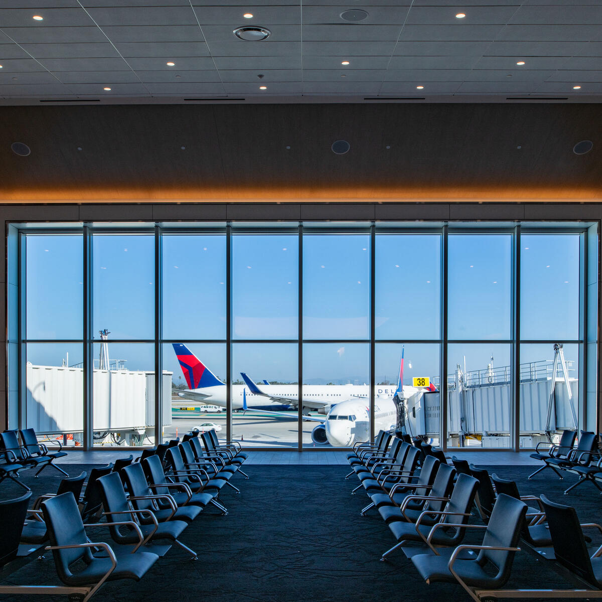 Delta's T3 facility at LAX, which features nine new gates and spacious seating areas.