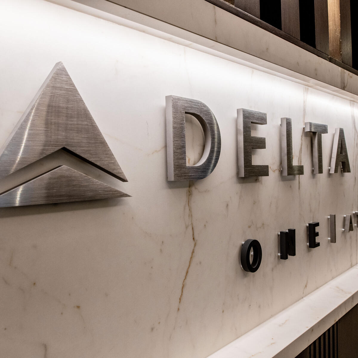Signage for the dedicated check-in area for Delta One customers at LAX