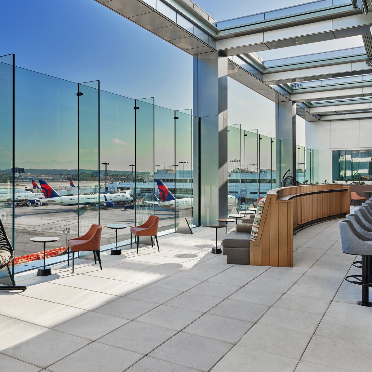The Sky Deck at Delta's LAX Sky Club, which was part of the first phase of the Delta Sky Way at LAX project.