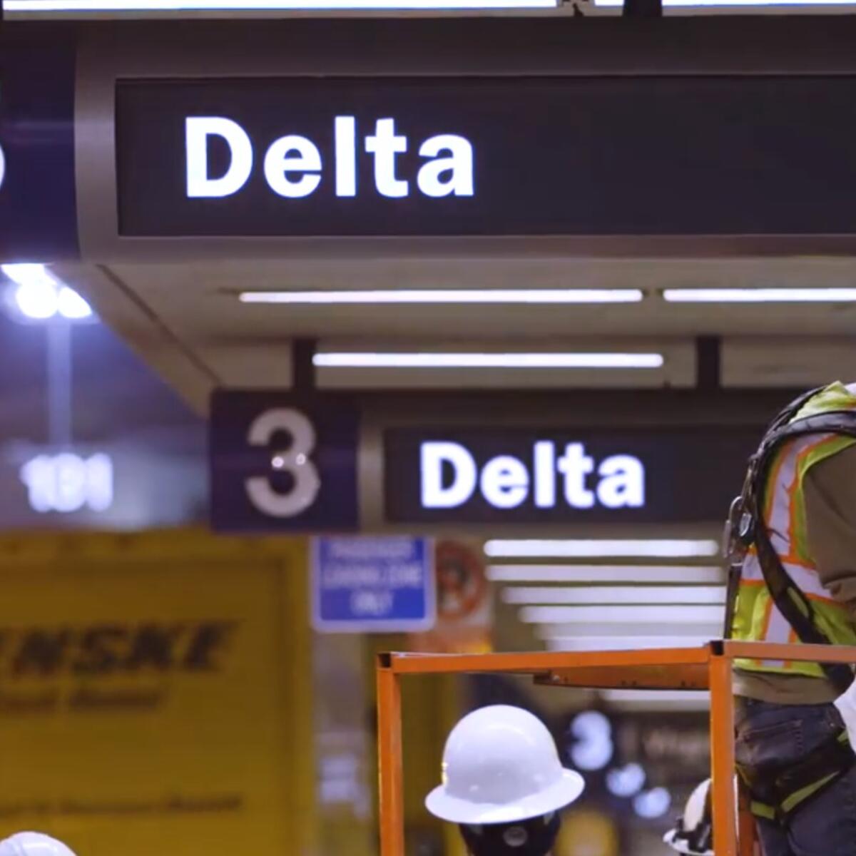 Construction during the early stages of Delta's terminal move at LAX.