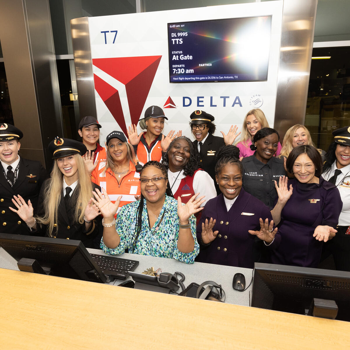 A group shot of the crew involved with Delta's 2023 WING Flight