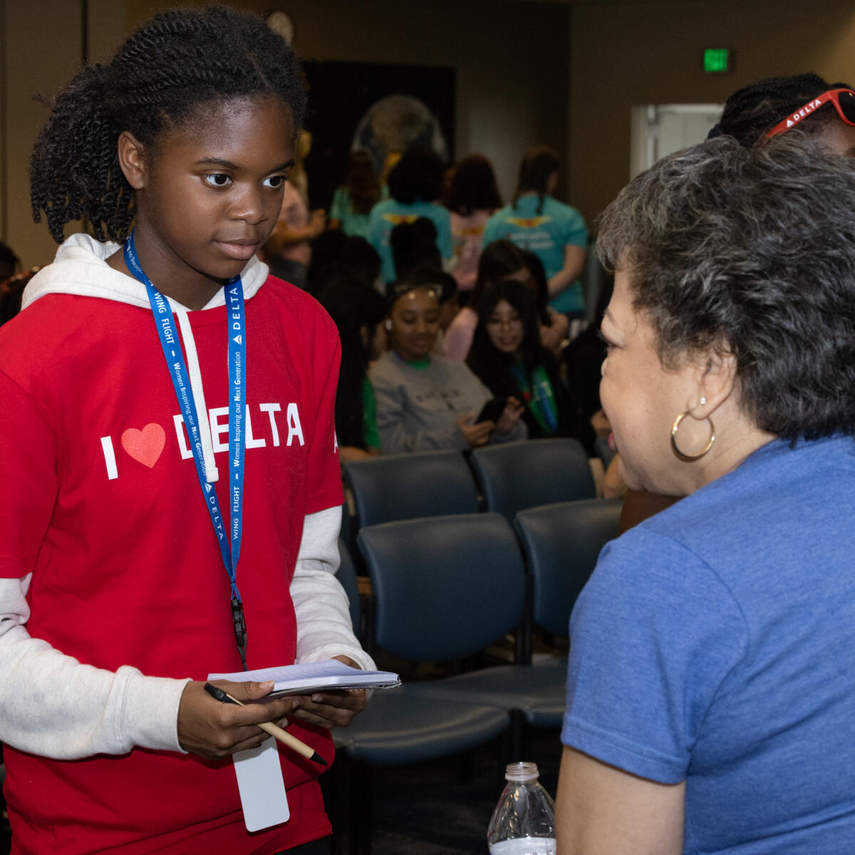 A student at Delta's 2023 WING Flight