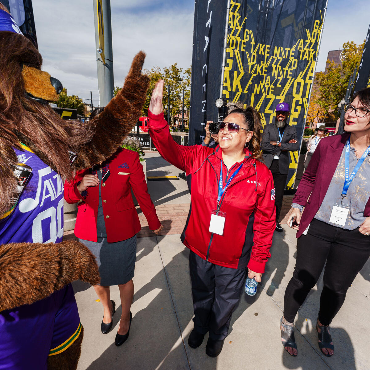 Delta and the Utah Jazz commemorated the official return of the Delta Center to Salt Lake City with a festive ribbon cutting ceremony and press conference on Thursday, Oct. 26, 2023. 