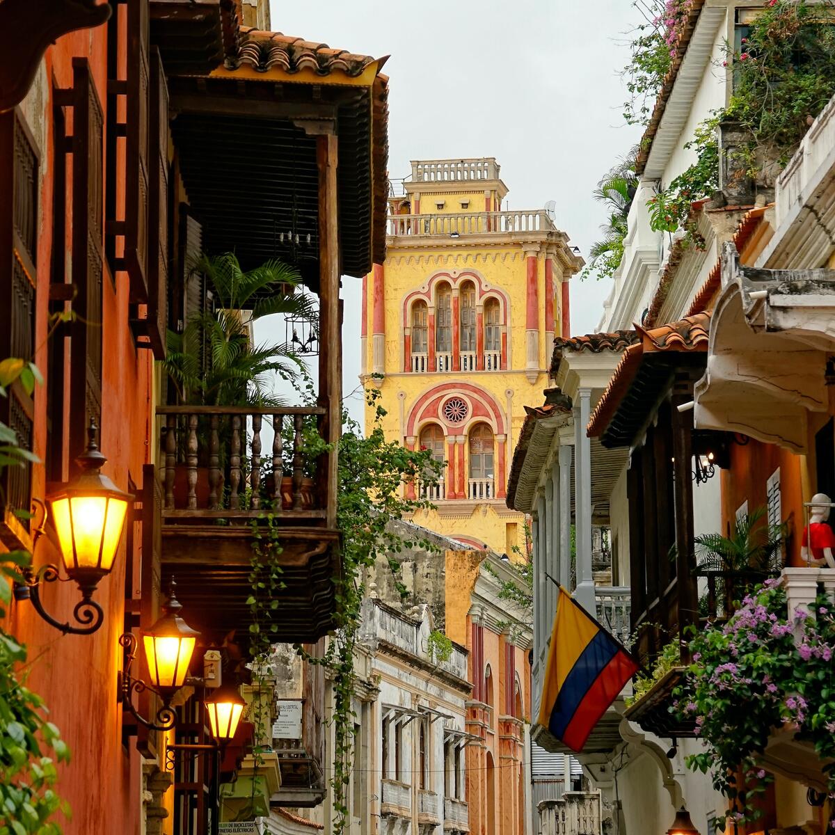 A scenic image of architecture in Cartagena, Colombia