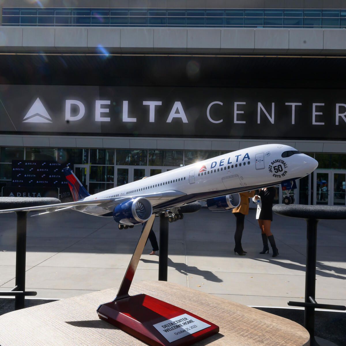 Delta and the Utah Jazz commemorated the official return of the Delta Center to Salt Lake City with a festive ribbon cutting ceremony and press conference on Thursday, Oct. 26, 2023. 