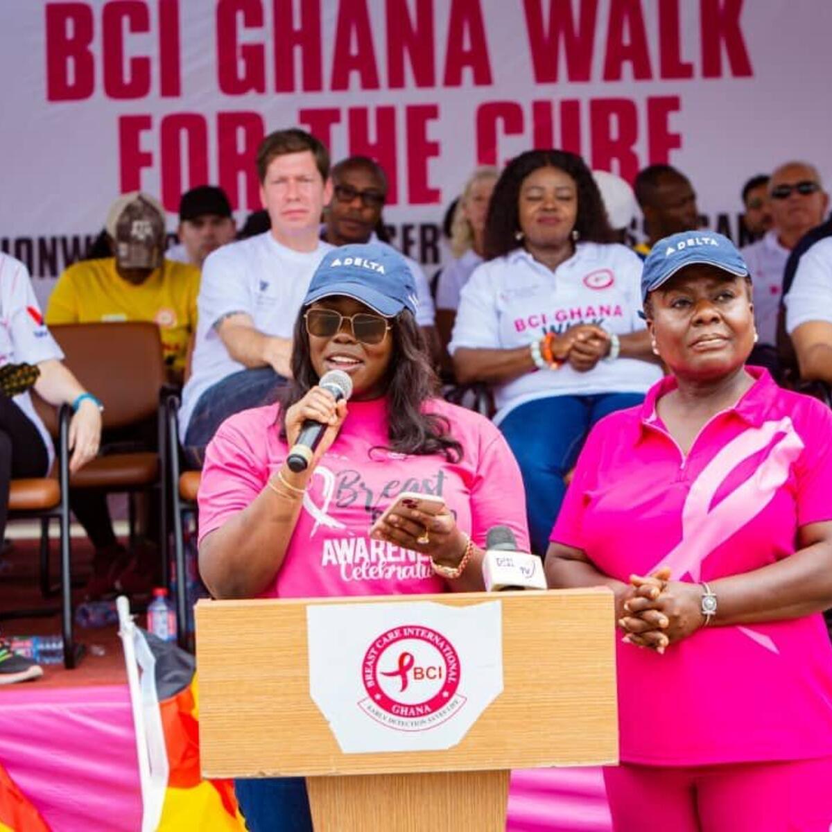 Eloina Baddoo, Delta Sales Manager - Ghana, spoke at Delta's annual Walk for a Cure in Accra, Ghana in support of Breast Care International.