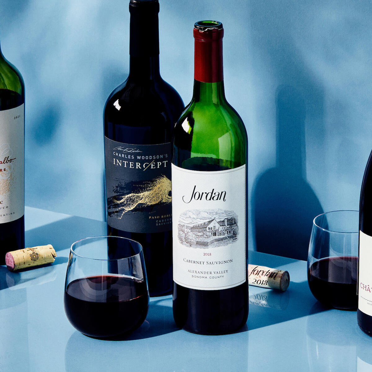 A lineup of some of the red wines chosen as part of Delta's 2023 wine program revamp.