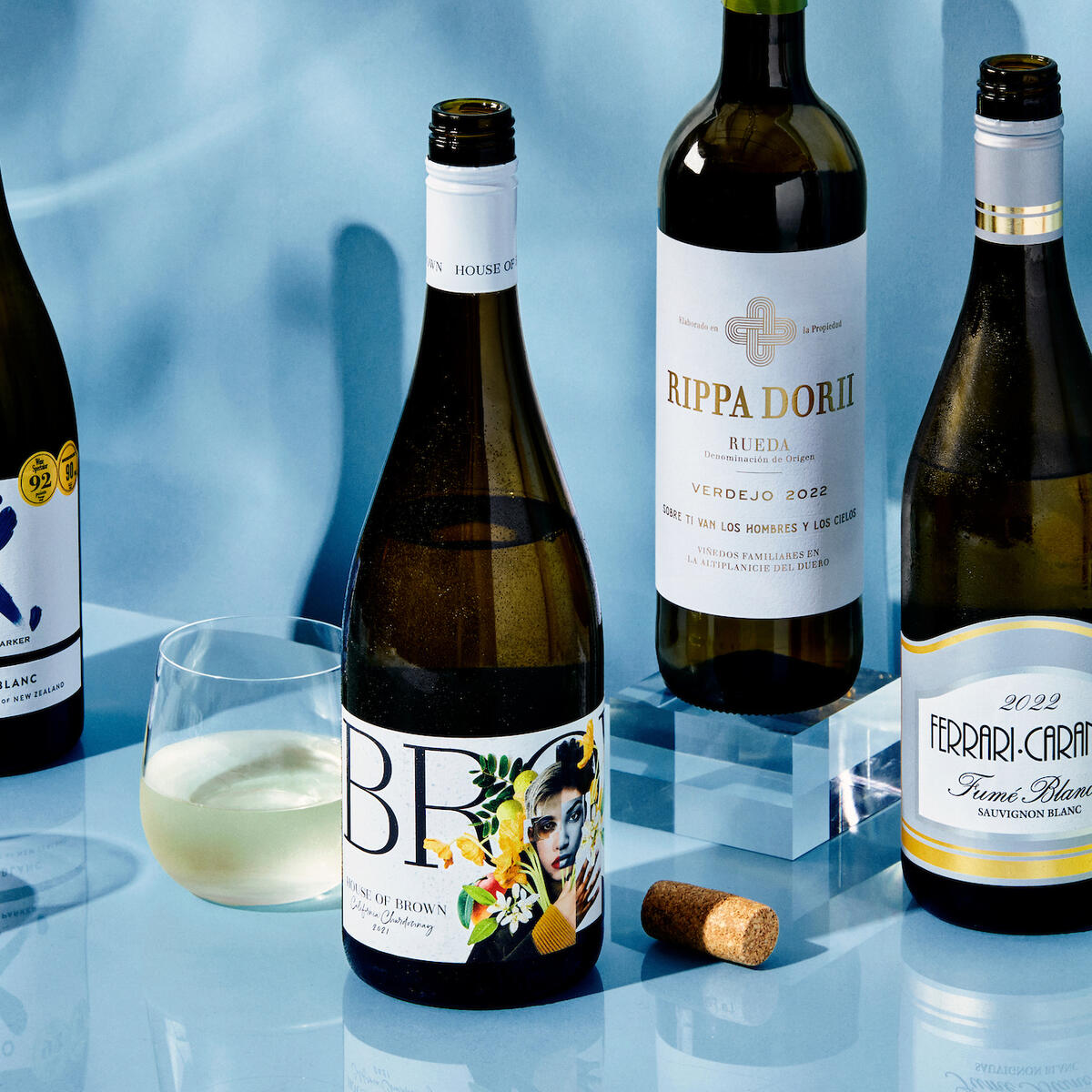 A lineup of some of the white wines chosen as part of Delta's 2023 wine program revamp.