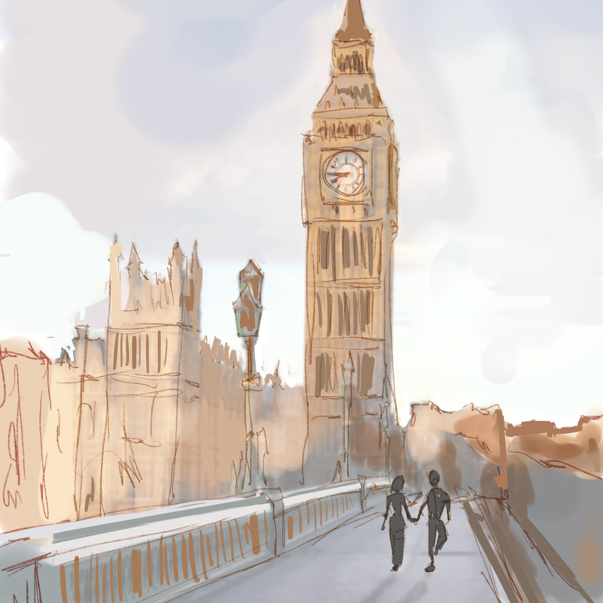 A sketch of London done as part of Delta's Inspired Journeys digital art installation.