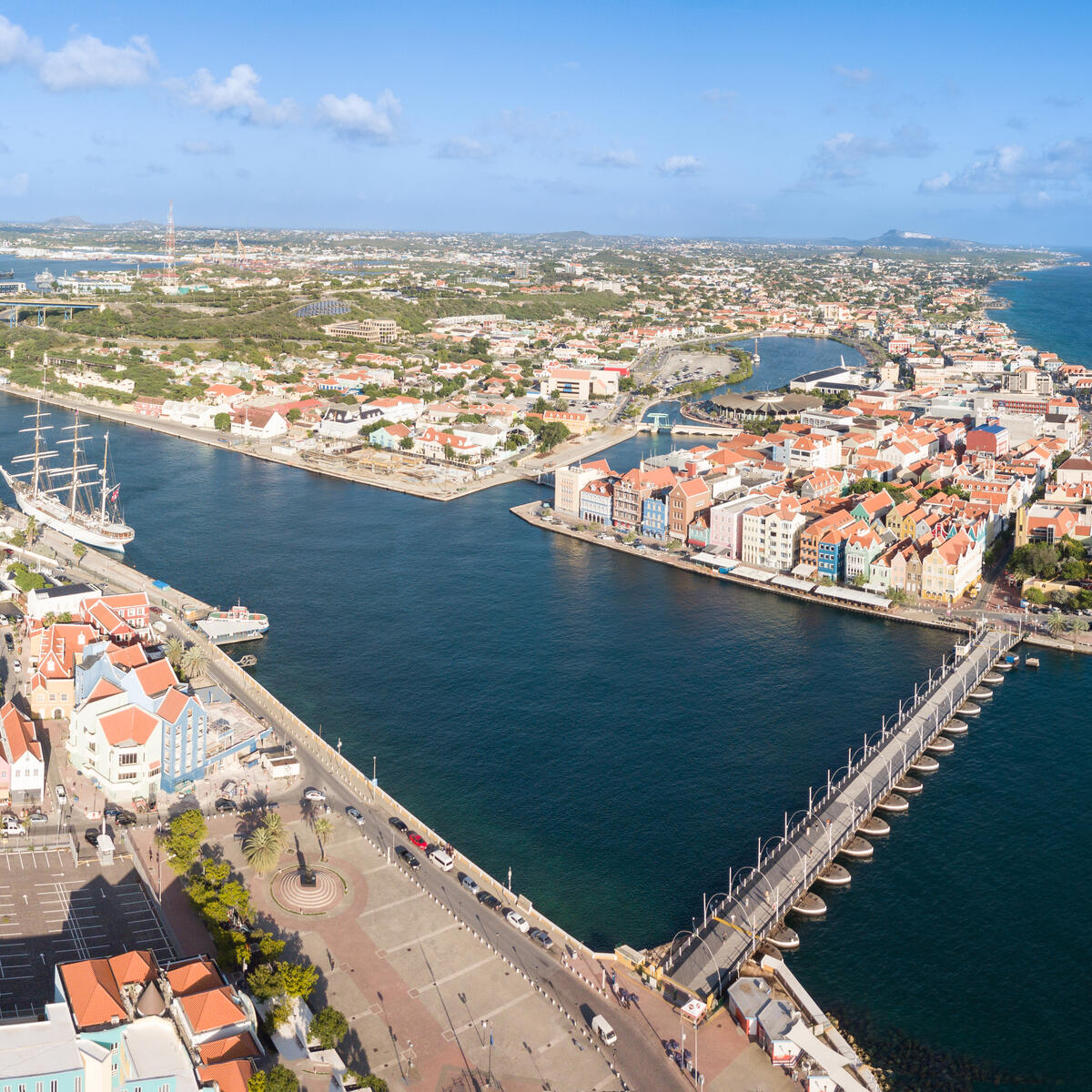 A scenic overhead shot of Willemstad, Curacao