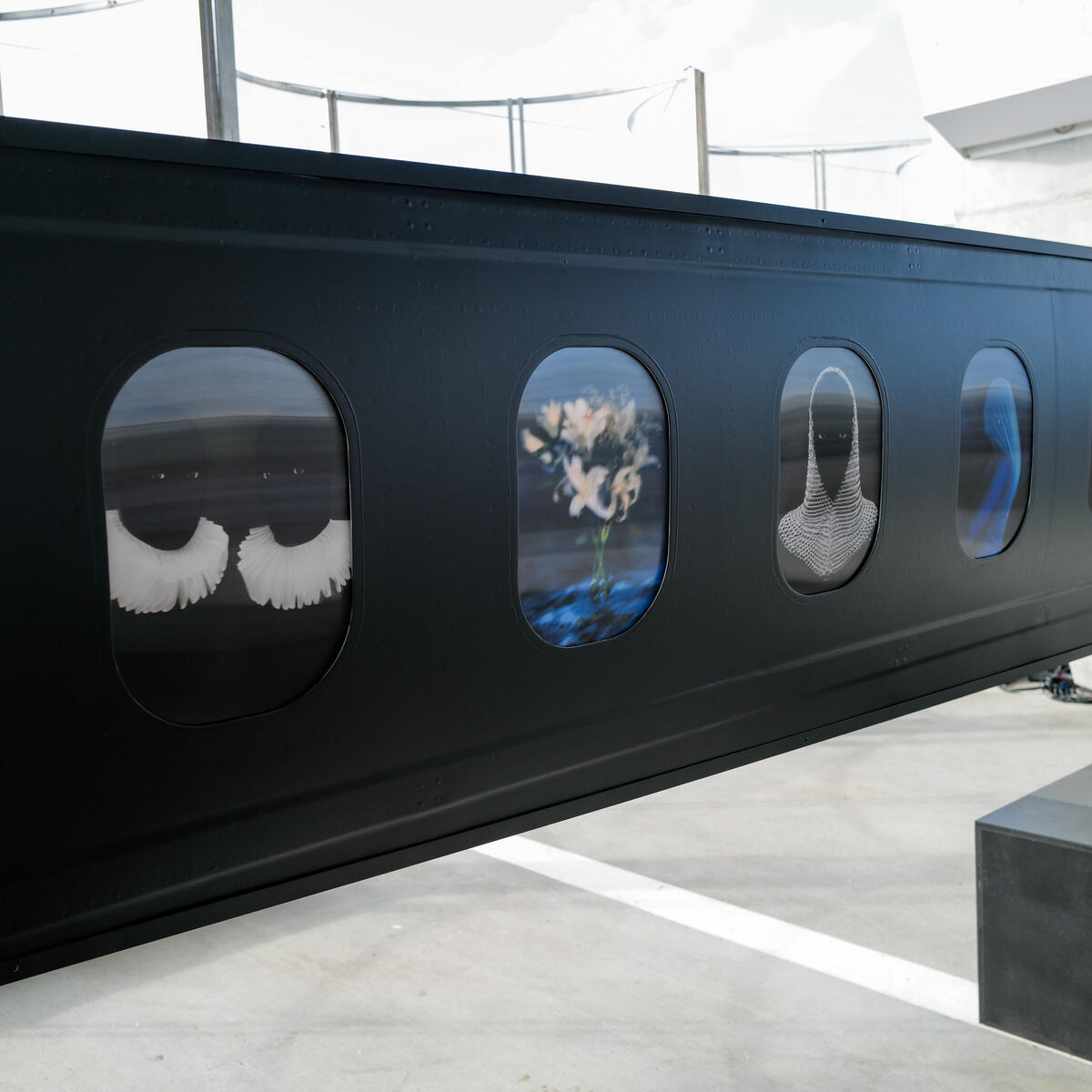 Elliot and Erick Jiménez's artwork on display in Delta's Open Air Gallery at Miami Art Week.