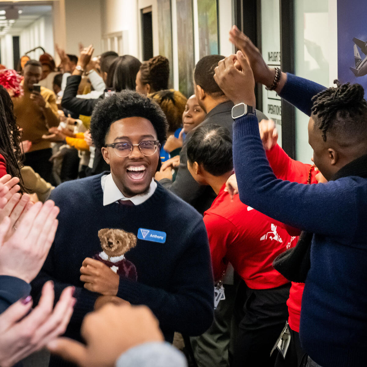 A student of Delta's new Business Class Program is welcomed at the Delta World Headquarters in Atlanta.