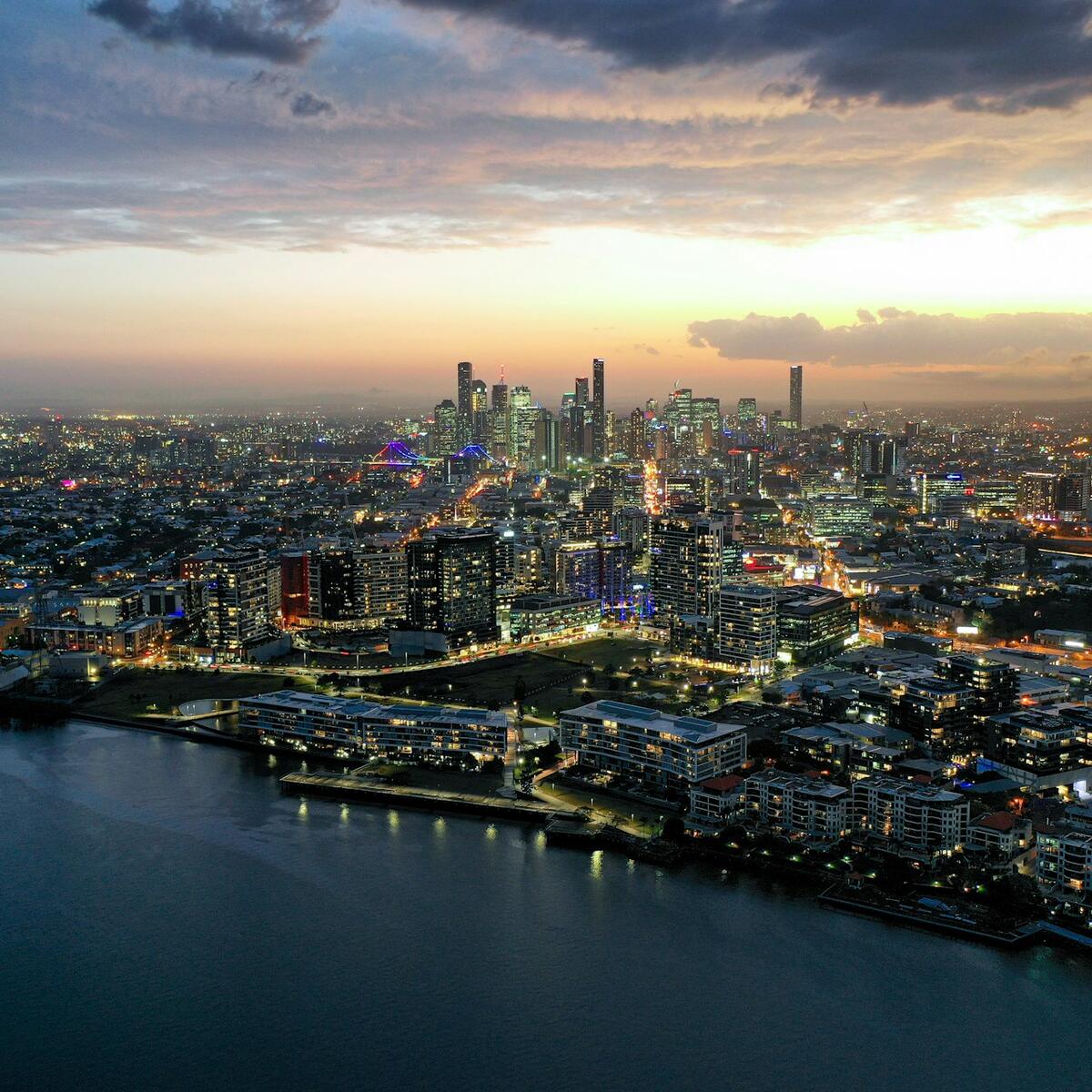 A view of Brisbane, Queensland skyline at night