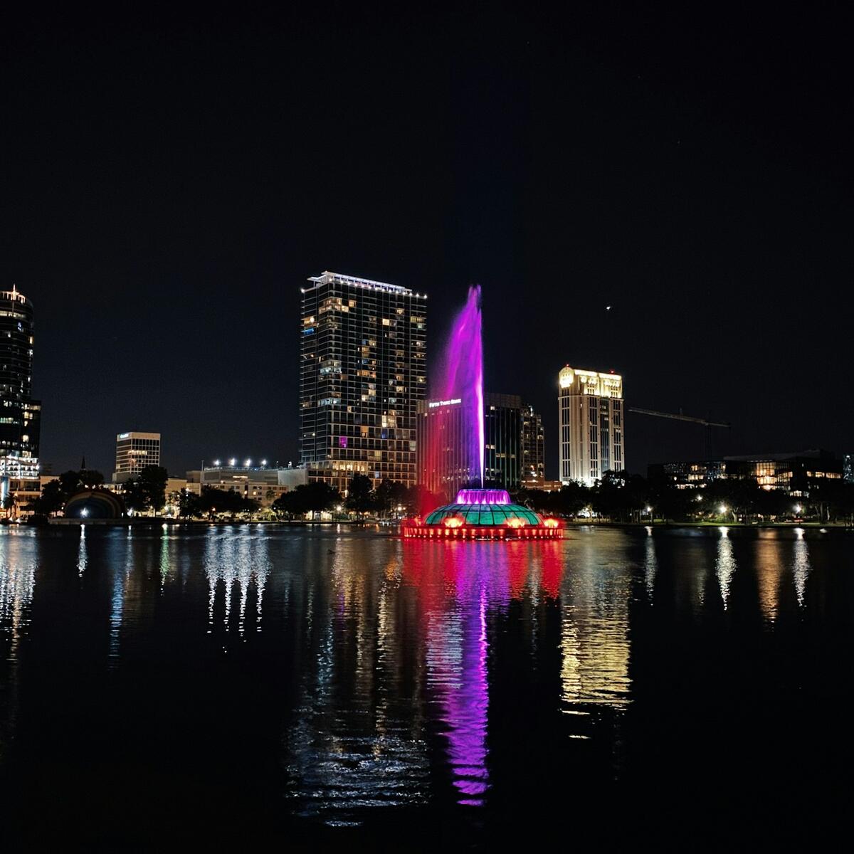 An image of downtown Orlando at night