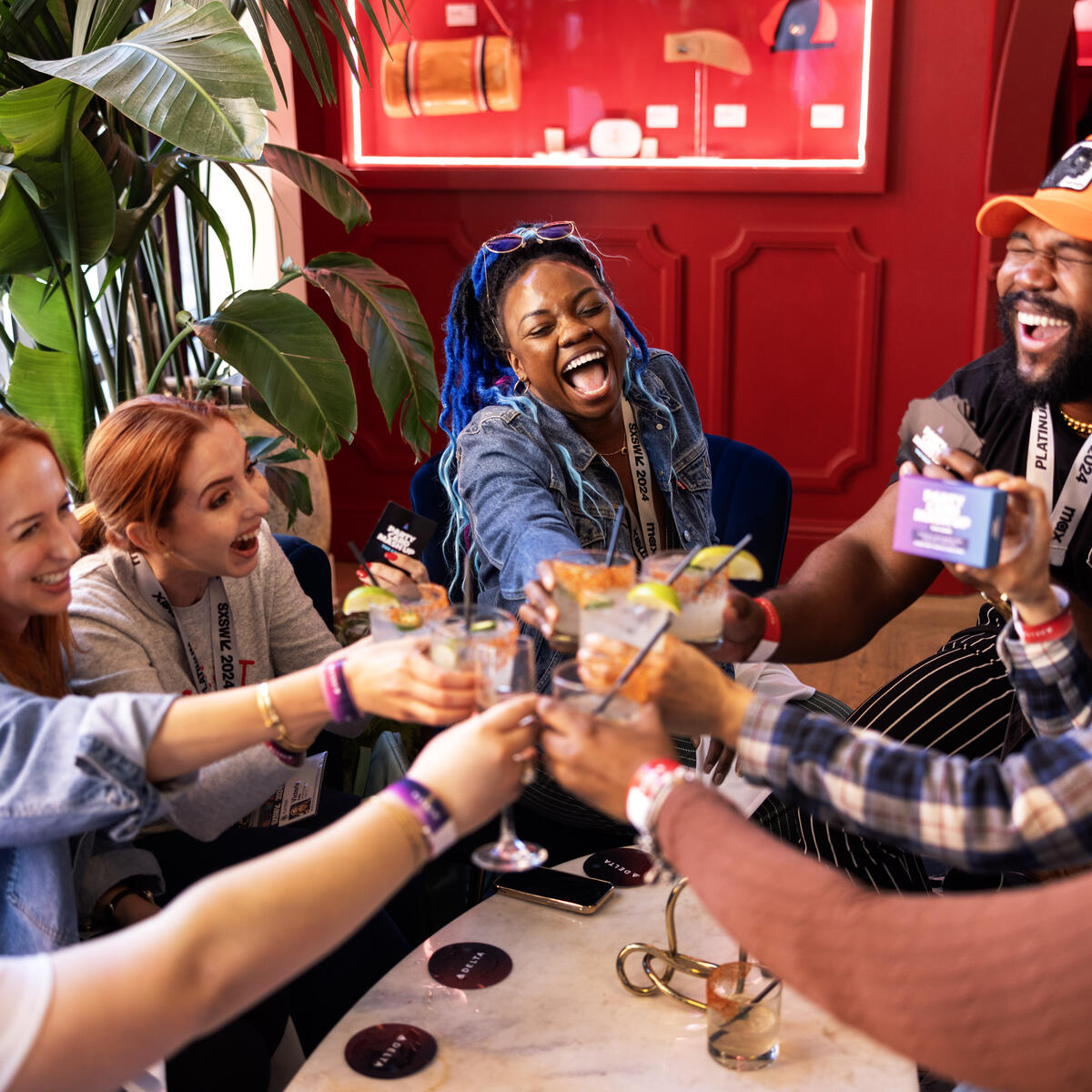 SkyMiles members have a moment of relaxation and celebration in the Delta Lounge during the SXSW 2024 festivities.