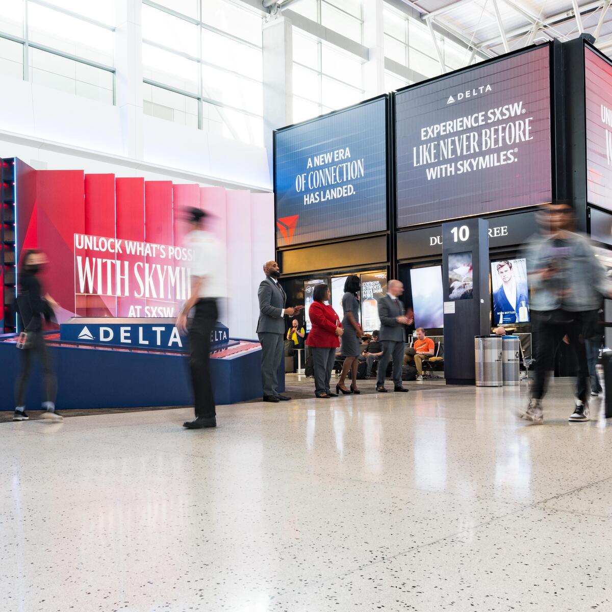 Delta Air Lines SkyMiles Welcome activation invites visitors from all over the world to Austin-Bergstrom Airport to SXSW 2024.