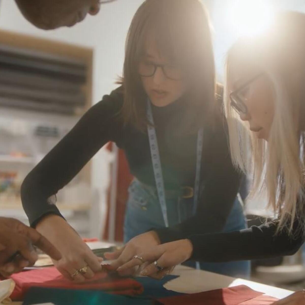 Designers at GPS Apparel by Gap Inc. work on Delta's new uniform protype collection.