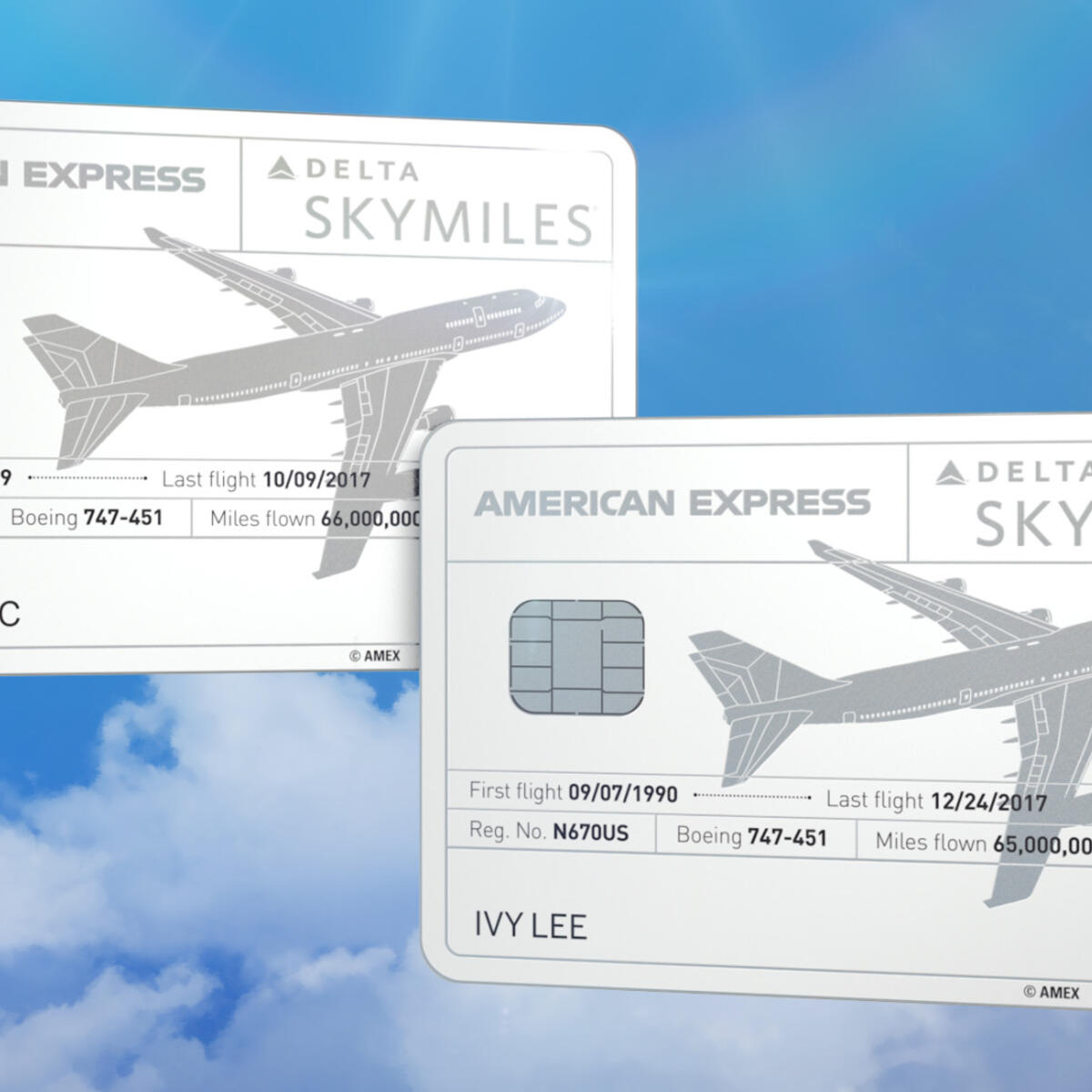 The new limited-edition Delta SkyMiles Reserve Cards are cloud-white in color and made from two Delta Boeing 747 aircrafts that were retired after more than 27 years of service and feature each plane’s history, including their first and last flights, tail number and number of miles flown.  