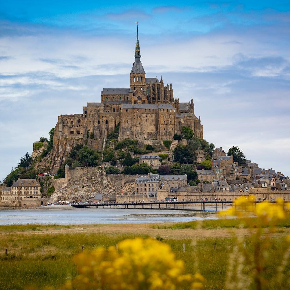 A scenic photo of Mont-Saint-Michel in Normandy, France