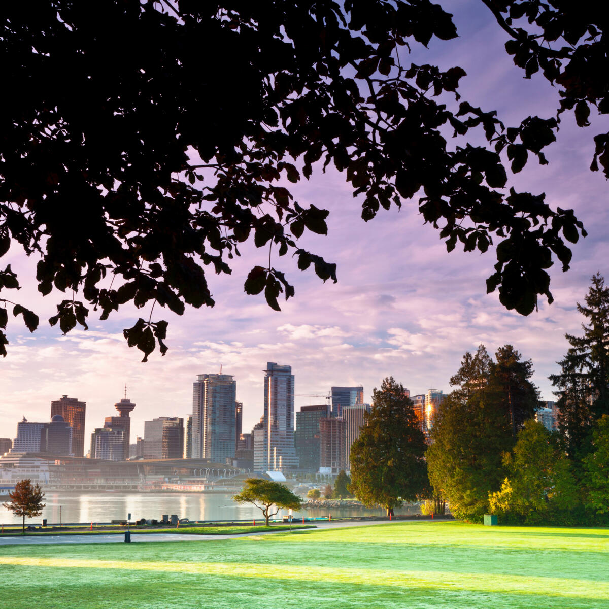 The City Wakens, Stanley Park, downtown Vancouver in British Columbia, Canada.