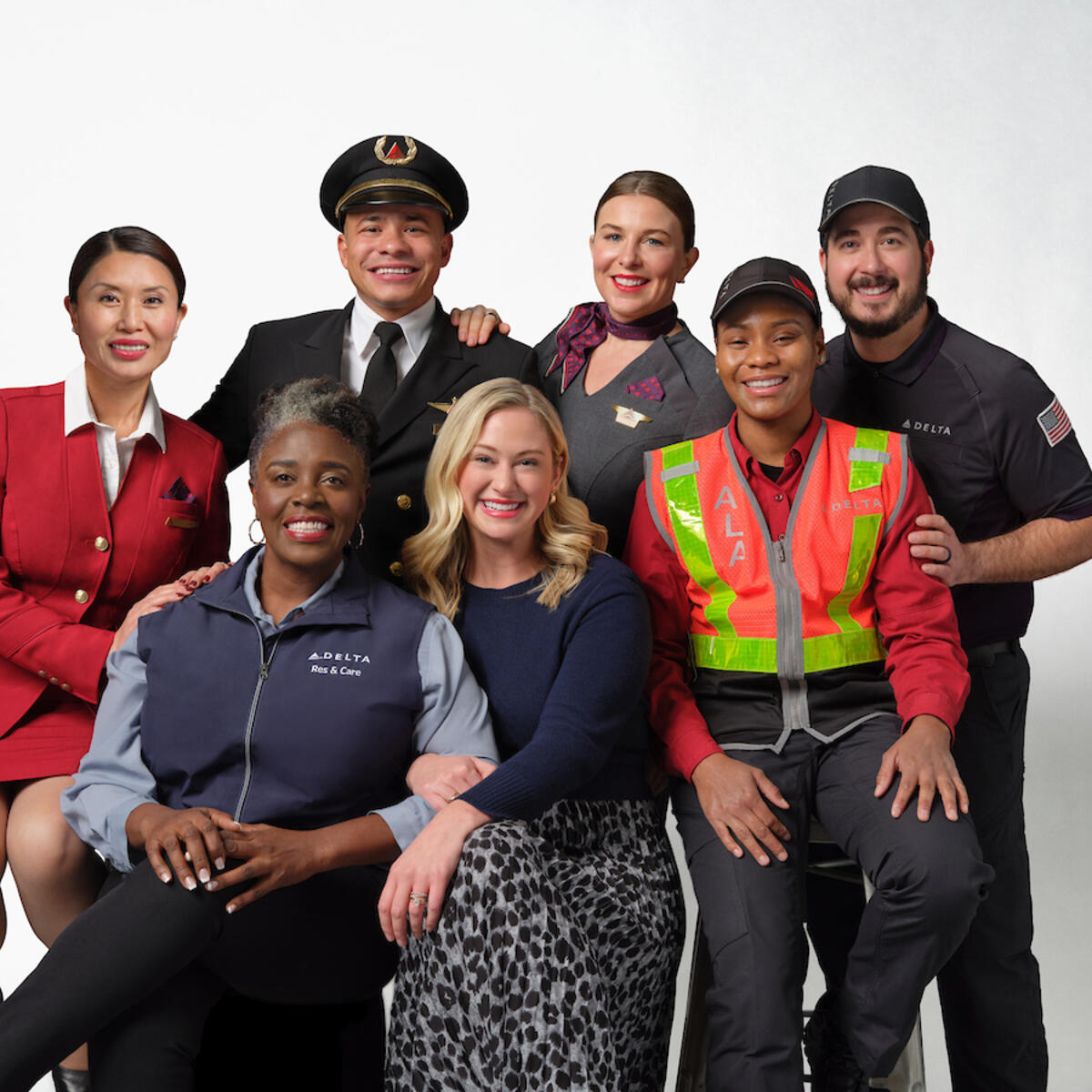 A small group shot of Delta employees across the company