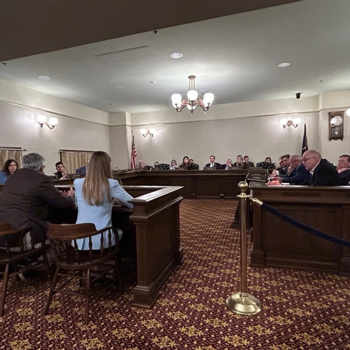 Delta's Chief Sustainability Officer Amelia DeLuca testifying at the Michigan Senate Energy & Environment Committee in Lansing to promote the passage of a new Sustainable Aviation Fuel tax credit.