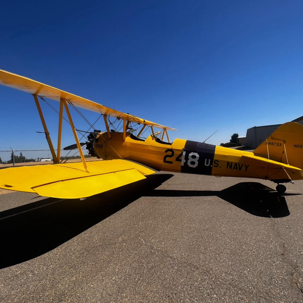 A Boeing Stearman, which was once used by Delta for mail delivery and crop dusting