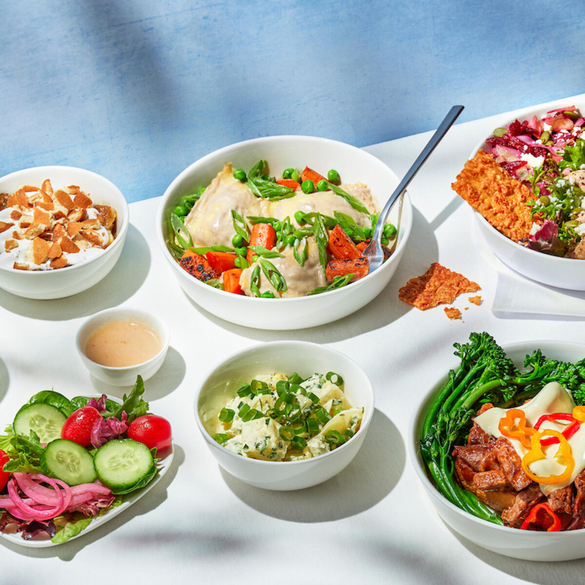 A flatlay of food available to Delta First Class customers departing from Atlanta, available beginning June 2024.