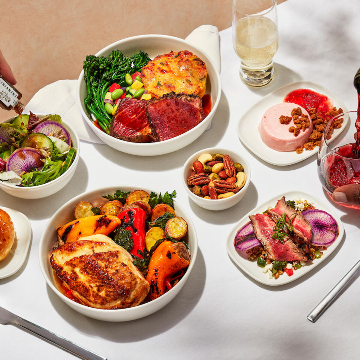 For Delta One customers flying JFK to LAX or SFO, Union Square Events, a Danny Meyer concept, is serving up tasty treats like pastrami short rib with BBQ jus and chicken scarpariello with roasted lemon.