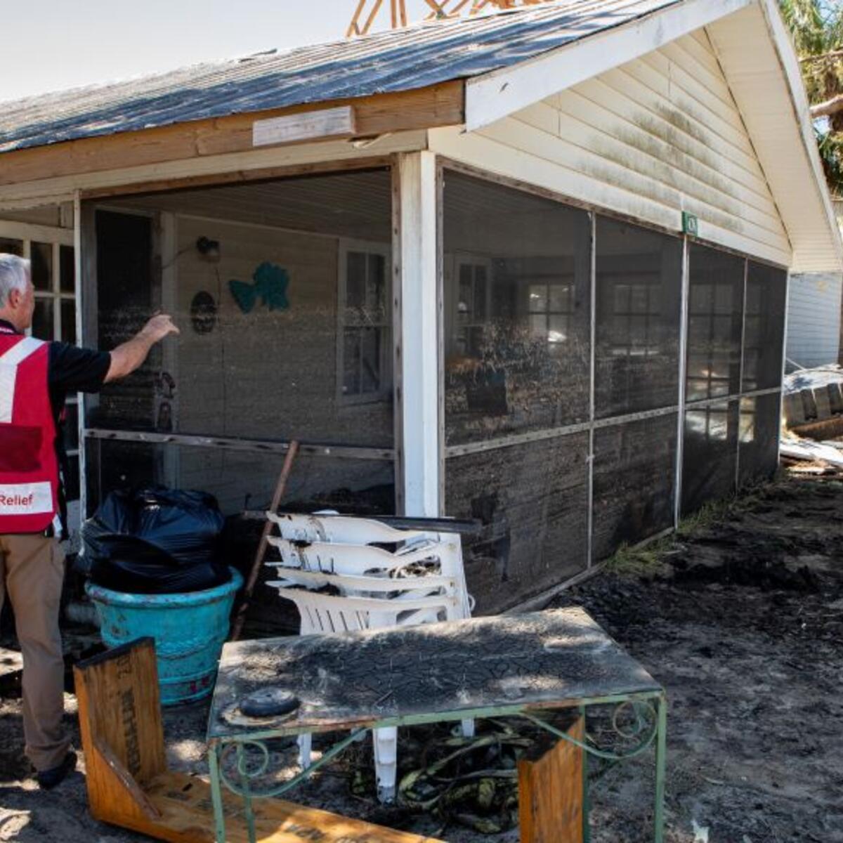 An American Red Cross volunteer aids the needs of others in the wake of Hurricane Helene.