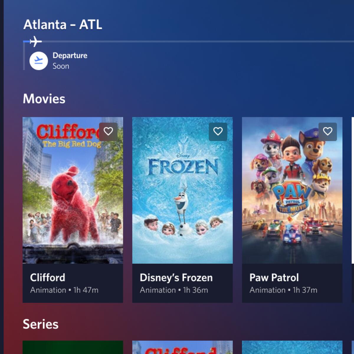 A screen shows the new Delta Sync Kids Experience on seatback entertainment.