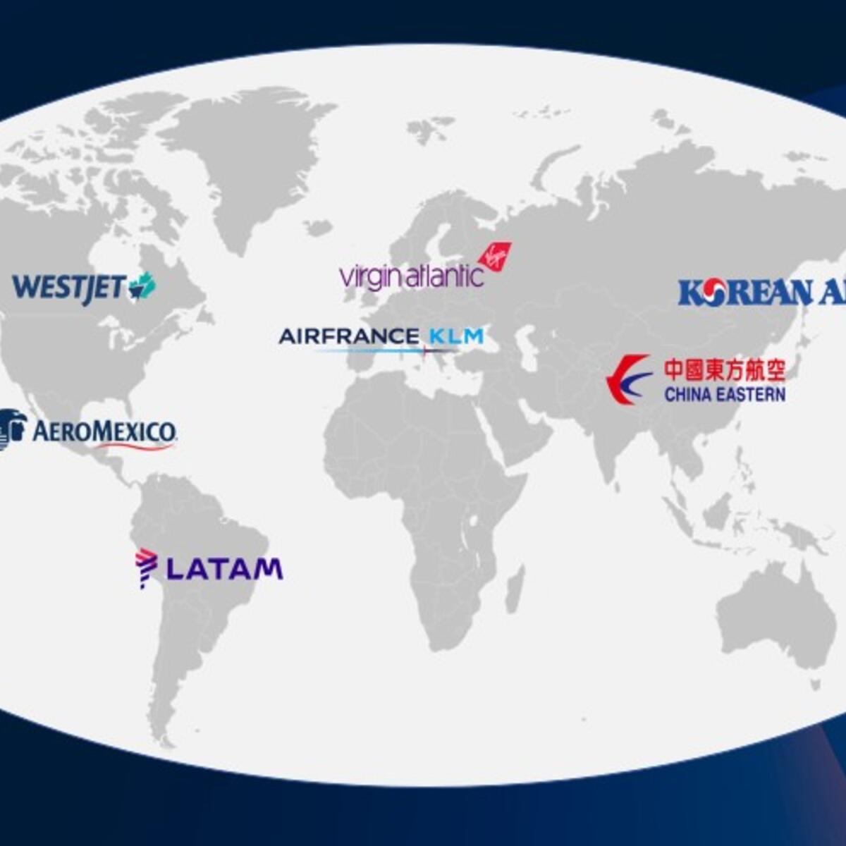 A map showing Delta's global partners