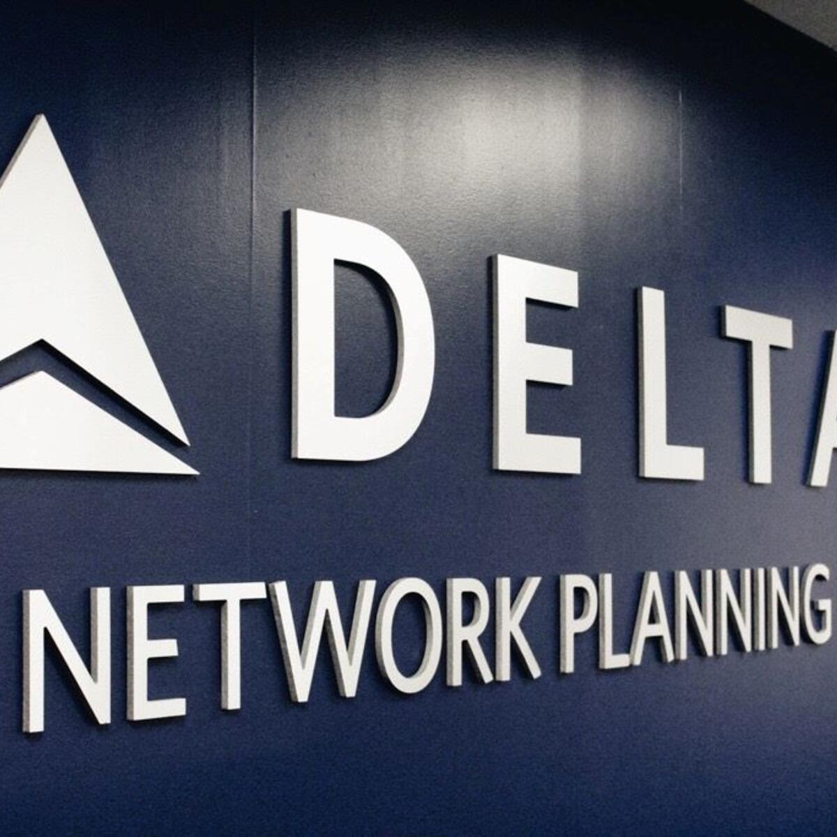 The sign outside the office of Delta's Network Planning team