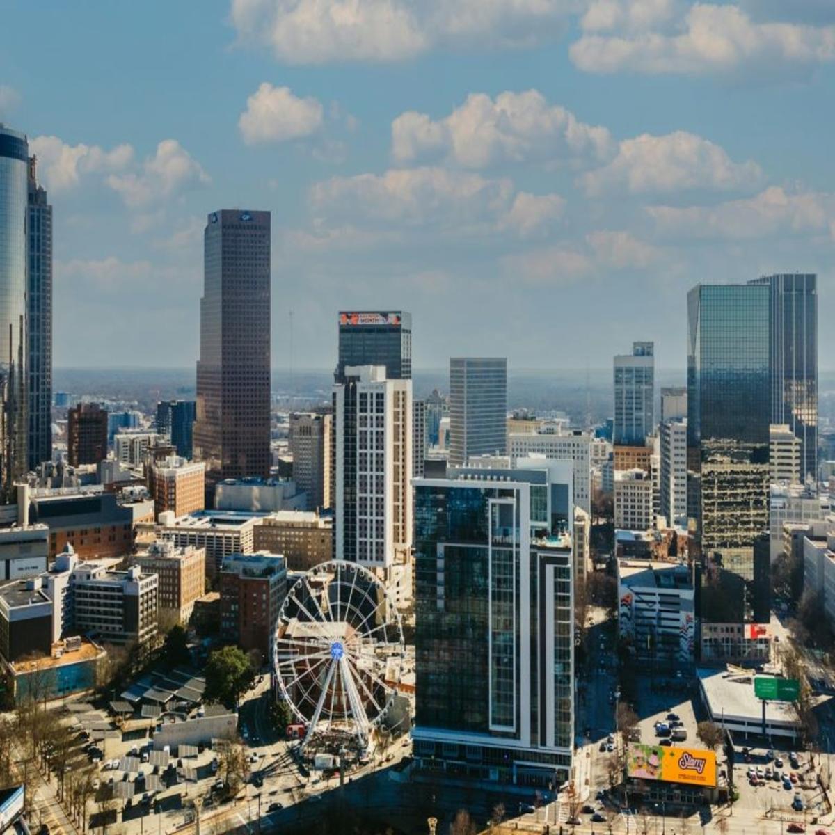 A drone view of Downtown Atlanta