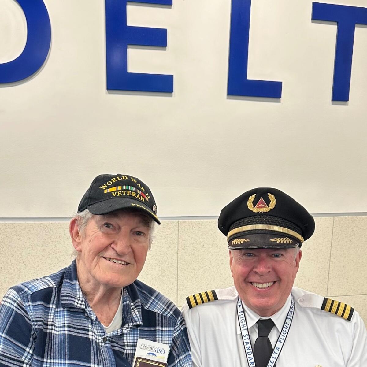 After losing power during Hurricane Helene, WWII Veteran George Sarros flew from Greenville to Atlanta to stay with Delta Pilot Jay Updyke, who co-piloted the flight to Normandy with Livingston. 
