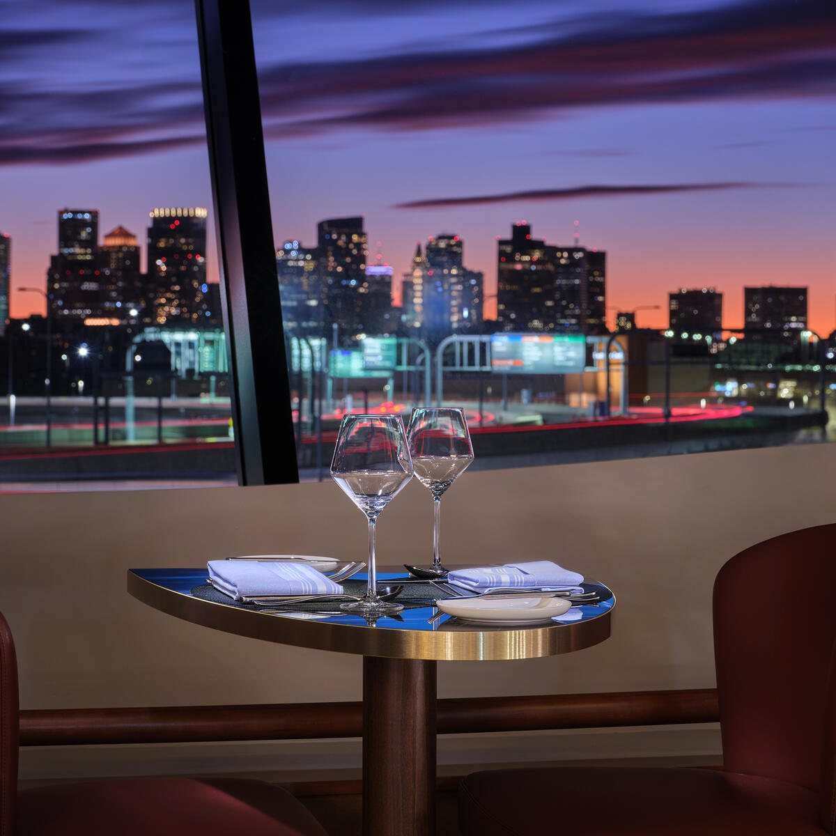 A view of the Boston skyline from the Delta One Lounge at BOS.