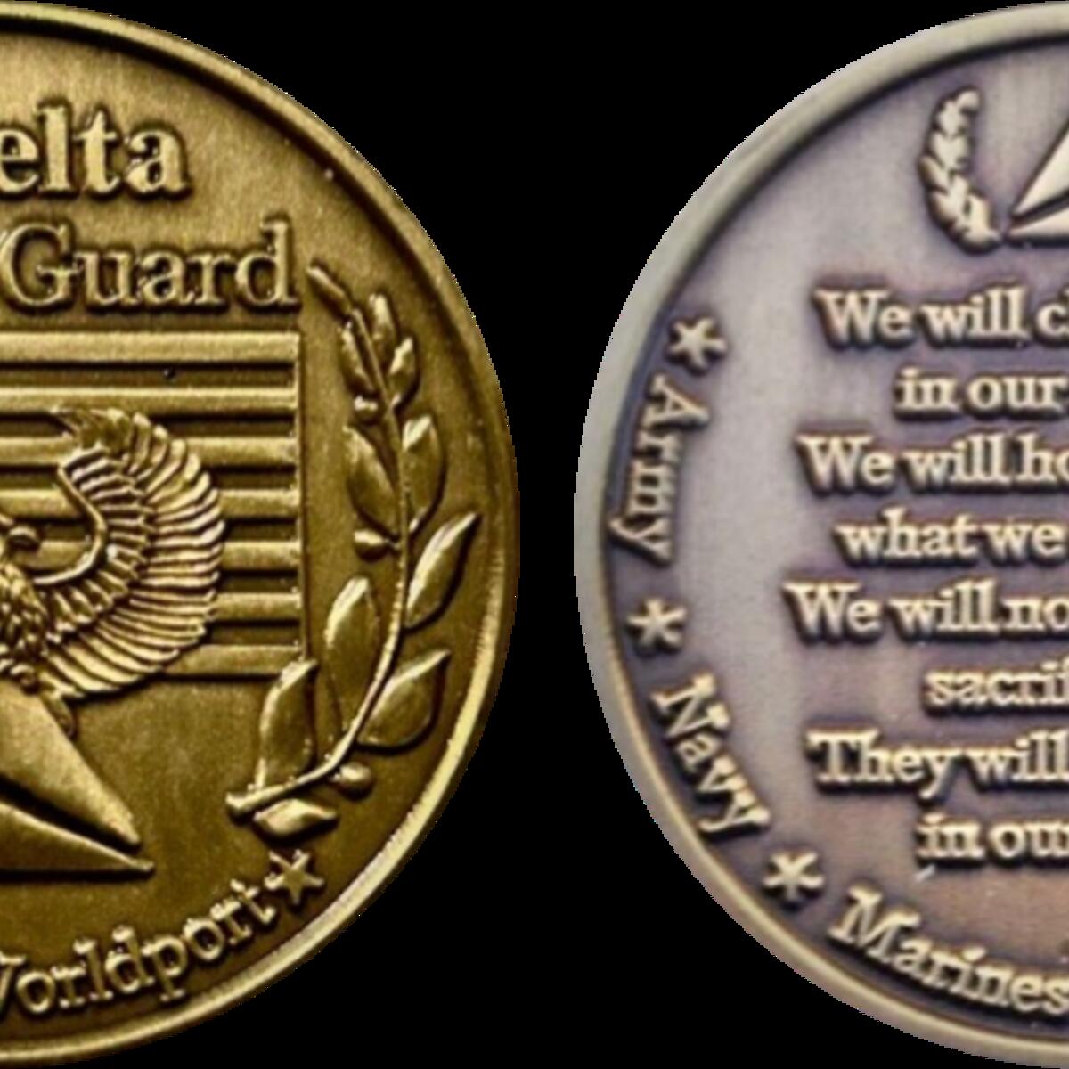 Front and back view of honor guard coins