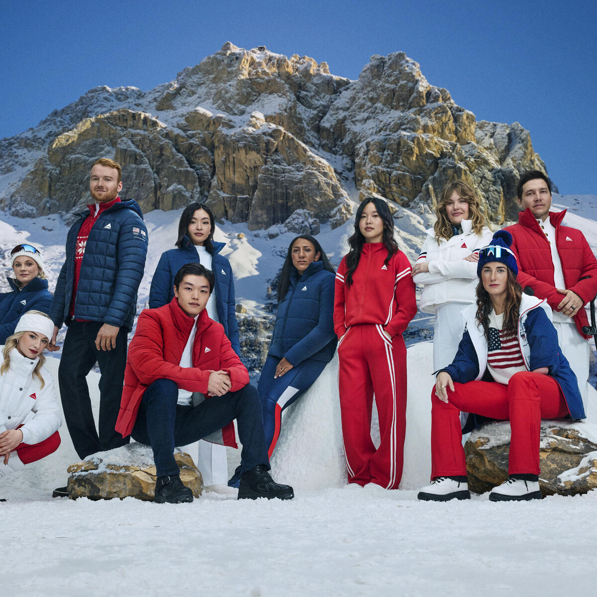 Group shot of Delta athlete ambassadors for Milan Cortina 2026 Olympic and Paralympic Winter Games.