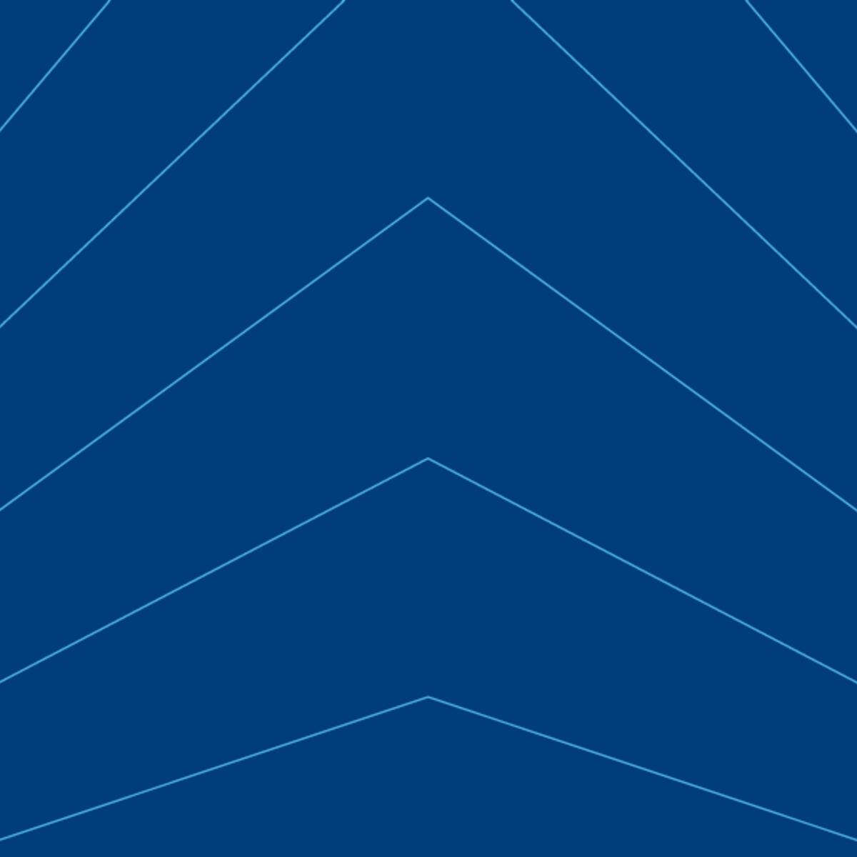 Abstract blue graphic with thin angled lines forming a symmetrical, layered chevron pattern