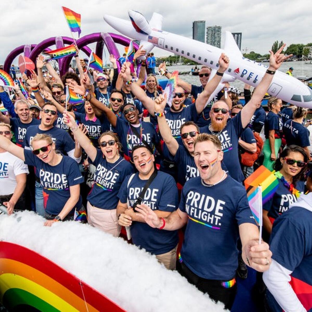 Delta Air Lines people were proud to join the Canal Parade, one of the highlights of the Amsterdam Pride festival, on Saturday, Aug. 5.
