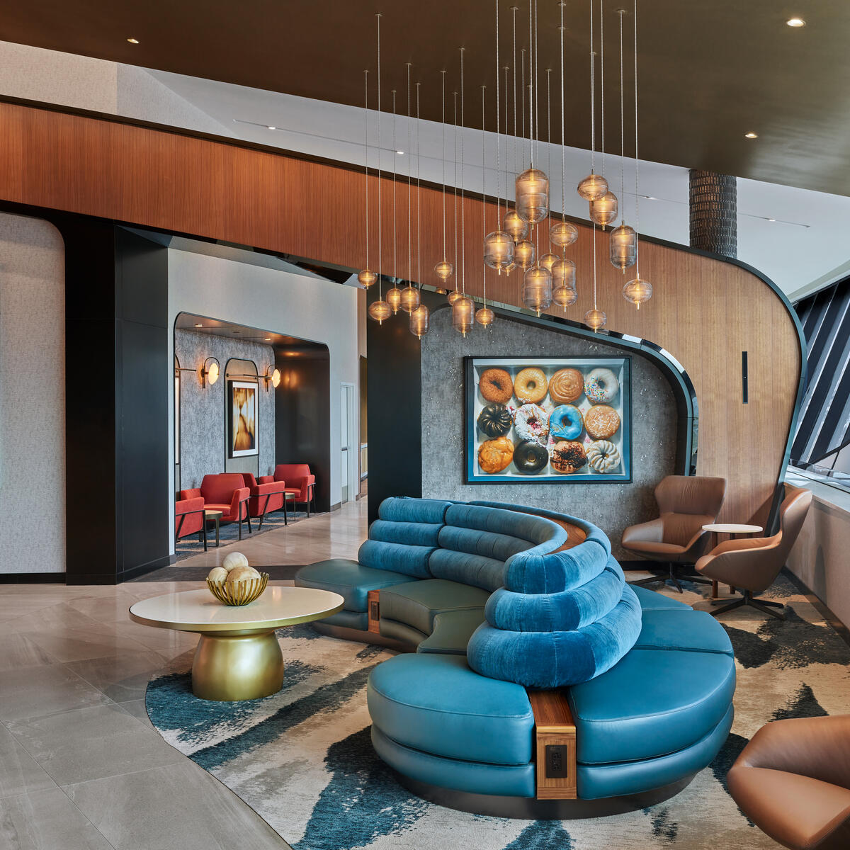 Delta's new Sky Club at Boston-Logan Airport takes inspiration from the famous harbor itself, incorporating colors and textures reminiscent of Boston’s nautical history.